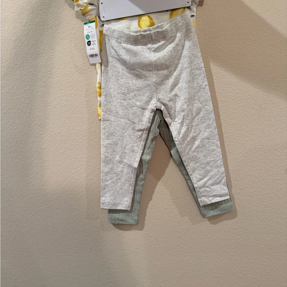 NWT Carter's Lemon Print Tee and Green Pants 4-Piece Set